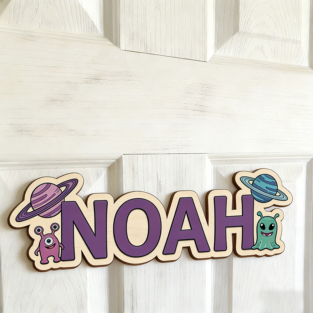 Nursery - Personalized Alien & Planet Name Sign,