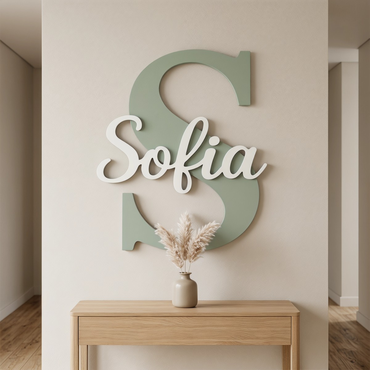 Nursery - 1Pc Custom Minimalist Wooden Name Plaque,Home