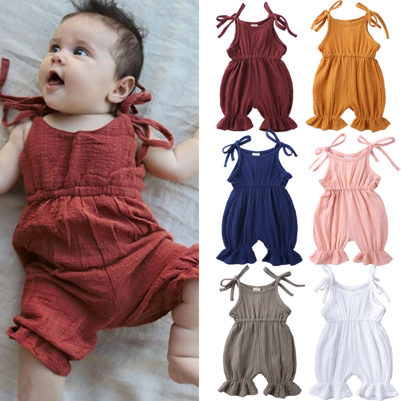 Summer Outfits Baby Girl Cloth - Baby Summer Linen Sleeveless Jumpsuit review and price